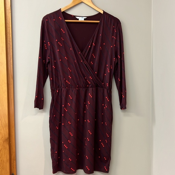 Boden Cressida Faux Wrap Dress | 10P | Burgundy | EUC - Picture 3 of 7